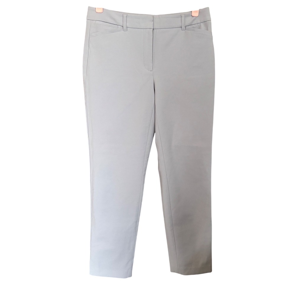 White House Black Market Slim Ankle Pants Grey Stretch Trousers Size 4 Office
